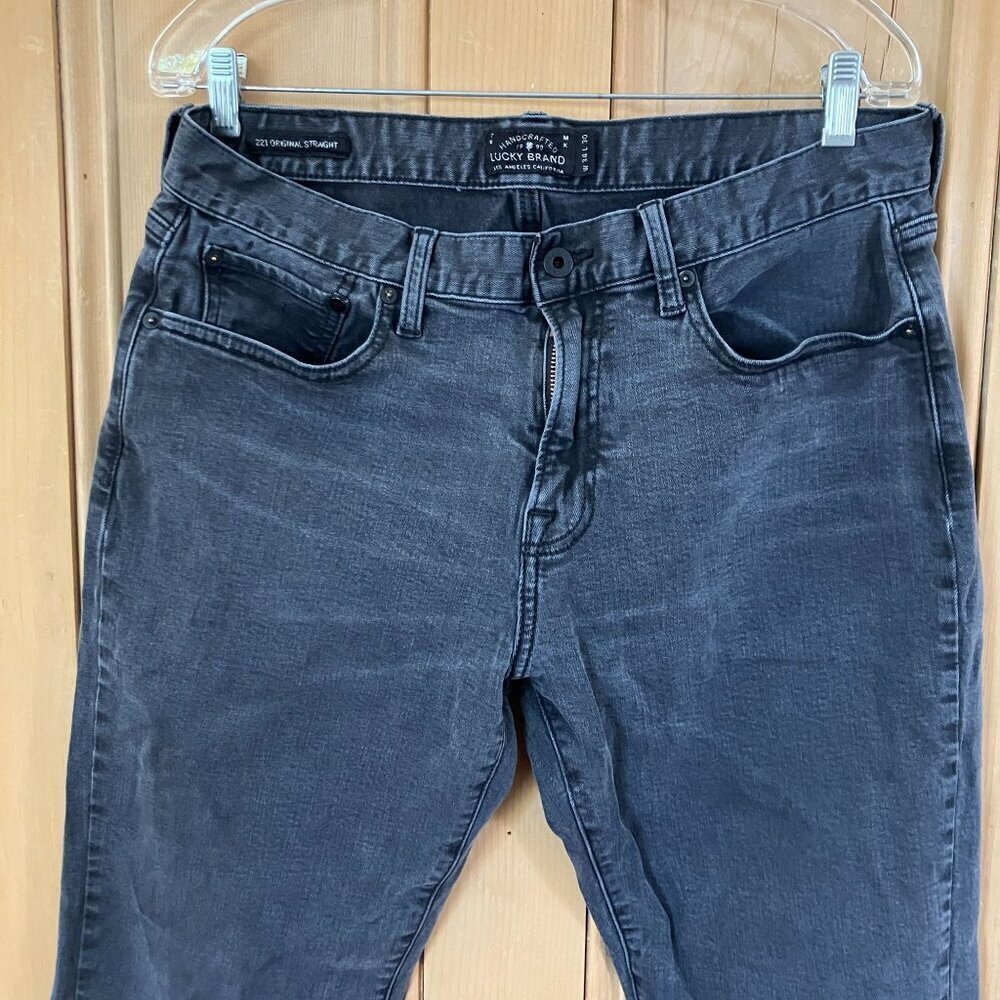 Lucky Brand 221 Mens Original Straight Fit Cropped Jeans 34x28 Black AN EXC - Picture 4 of 12
